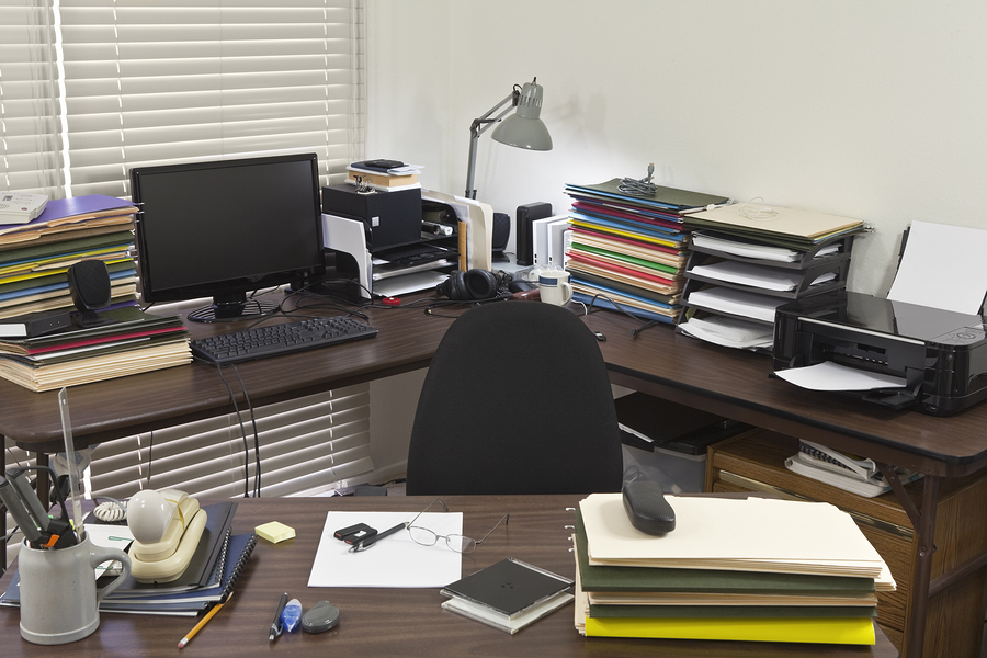 desk with clutter